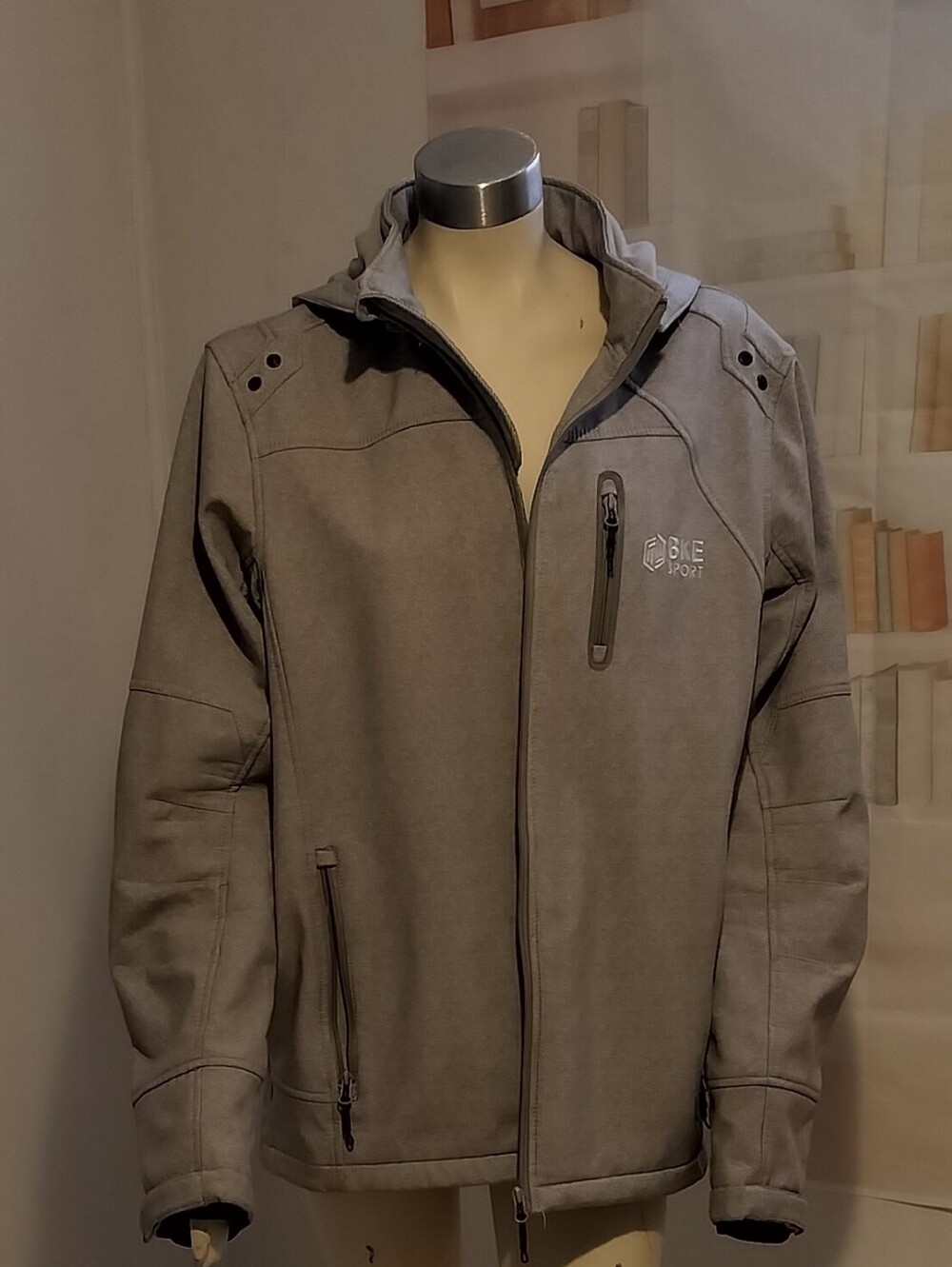 BKE Men's Gray Lightweight Softshell Jacket with Hood